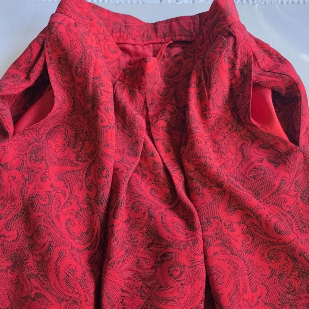 Elegant Red Vintage Paisley Skirt - Picture 6 of 8